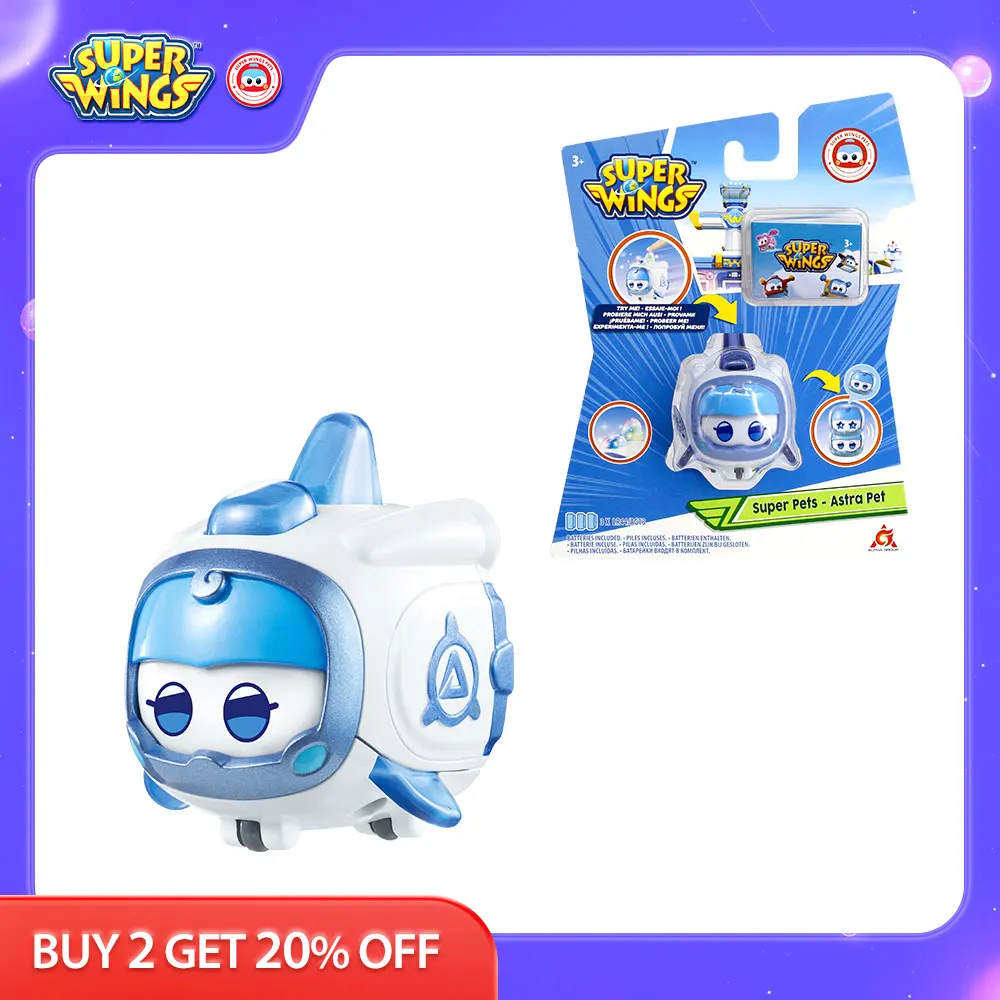 Super Wings Super Pet Impilabile Astra Leo Sunny Trasformare Le Espressioni Di Cambiamento Con Le Luci Action Figures Anime Kid Toys Gift