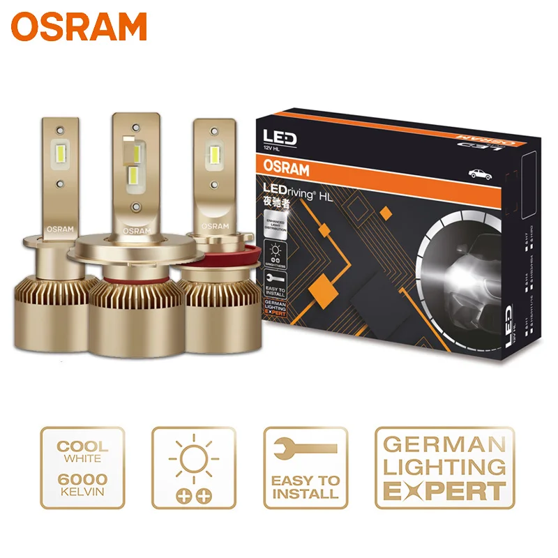 Osram Led H1 H4 H7 H8 H11 H16 Hb3 Hb4 H1R2 9005 9006 9012 Testa Luce Ycz 25W 6000K Bianco Ledriving Led Lampade Per Auto Con Canbus, 2X