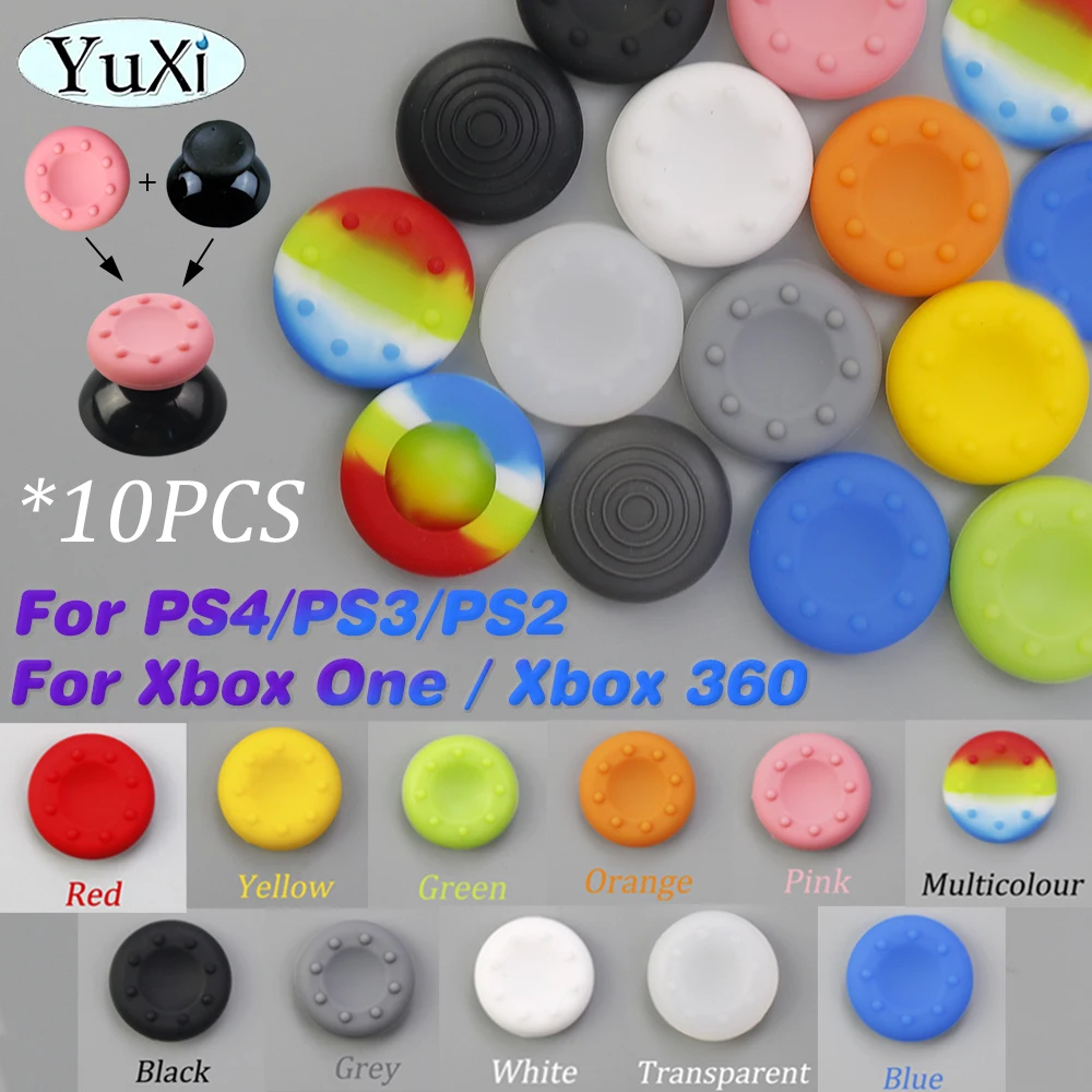 10Pcs Joystick Analogico In Silicone Antiscivolo Thumbstick Grip Cap Per Ps4 Ps3 Ps2 Thumbstick Cover Head Per Xbox One Xbox 360 Control