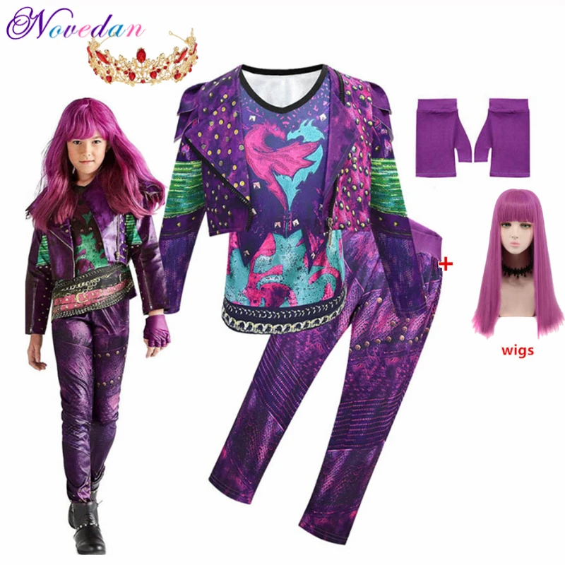 Costumi Per Bambini 3 Mal Costume Per Ragazze Evie Costume Cosplay Bambino Fantasia Abiti Di Halloween Parrucca Festa Di Compleanno Fancy Dress