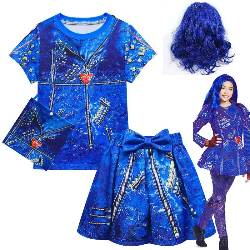 Costumi Di Halloween Blue Audrey Costumes Girl Kids Party Polly Discents Mal Cosplay Dress Carnival Party Girls Costumes 3-14Y