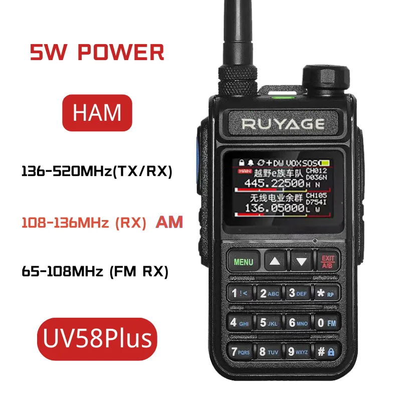 Ruyage Uv58Plus Noaa Weather Channel 6 Band Ham Amatoriale Radio A 2 Vie 999Ch Walkie Talkie Am Air Aviation Band Scanner A Colori Marin