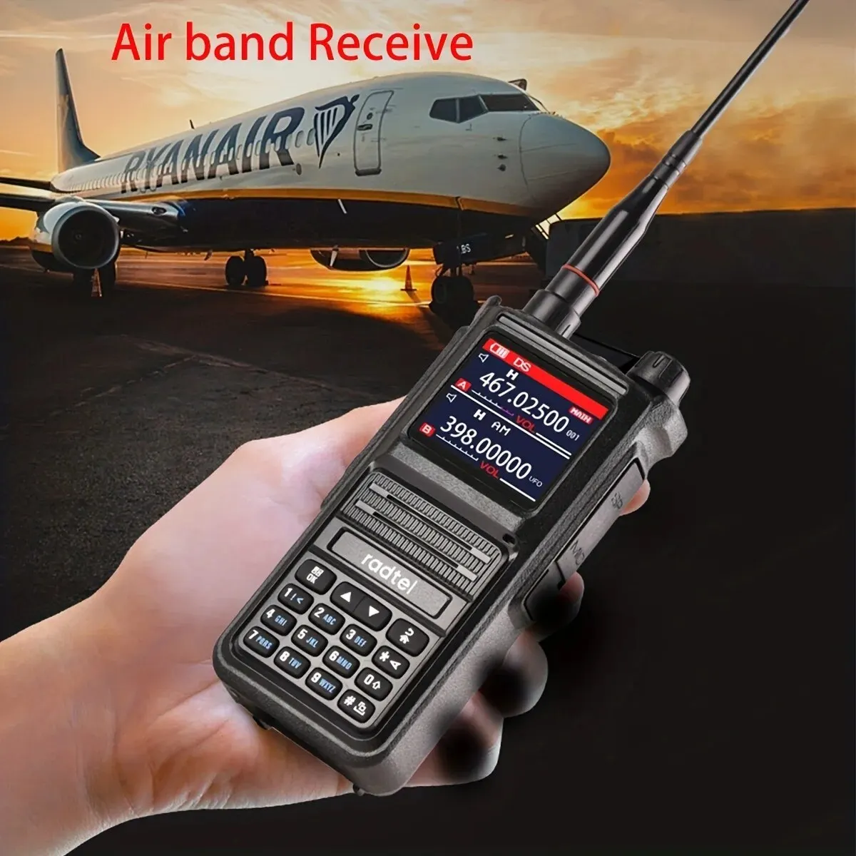 Radtel Rt-470X Full Band Ham Radio 256 Canali Air Band Radio Bidirezionale Usb-C Aviation Noaa Police Marine Amateur Ht Scanner Roger