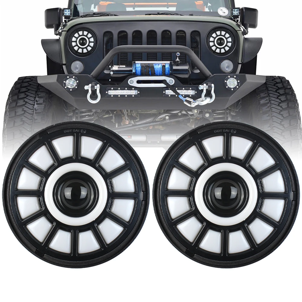 2 Pezzi 7 Pollici Rotondo Led Faro Bianco Ambra Halo Faro Per Suzuki Samurai Jeep Wrangler Off Road 4X4 Moto