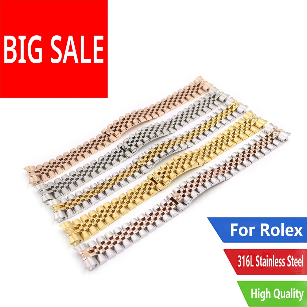 Carlywet 20 Millimetri 316L Acciaio Inox Giubileo Medio Gold Two Tone Orologio Da Polso Del Braccialetto Della Cinghia Solido Vite Links Curved End Pe