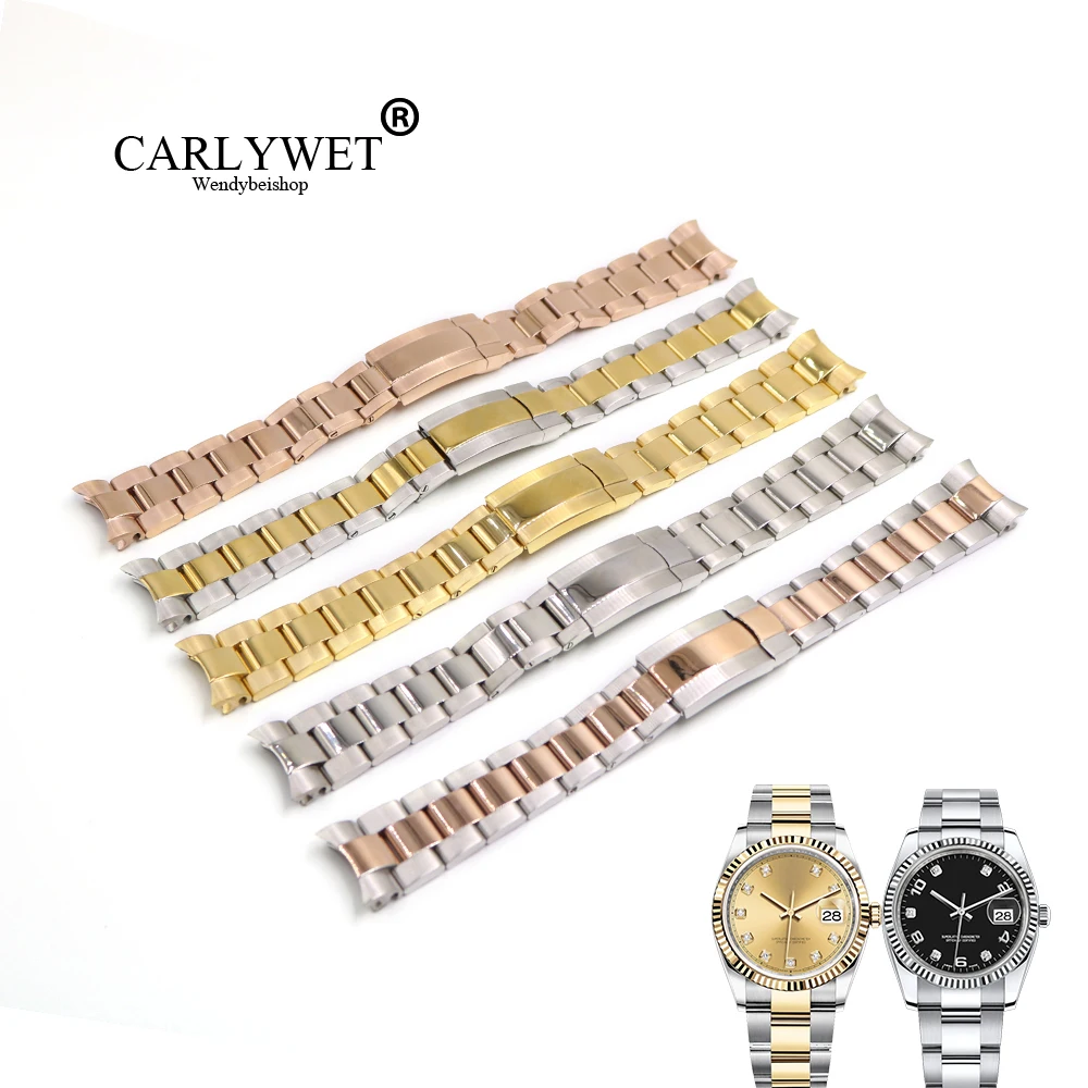 Carlywet 20Mm Acciaio 316L Solido Curvo Estremità Viti Collegamenti Sostituzione Cinturino Cinturino Cinturino Cinturino Per Rolex Datejust