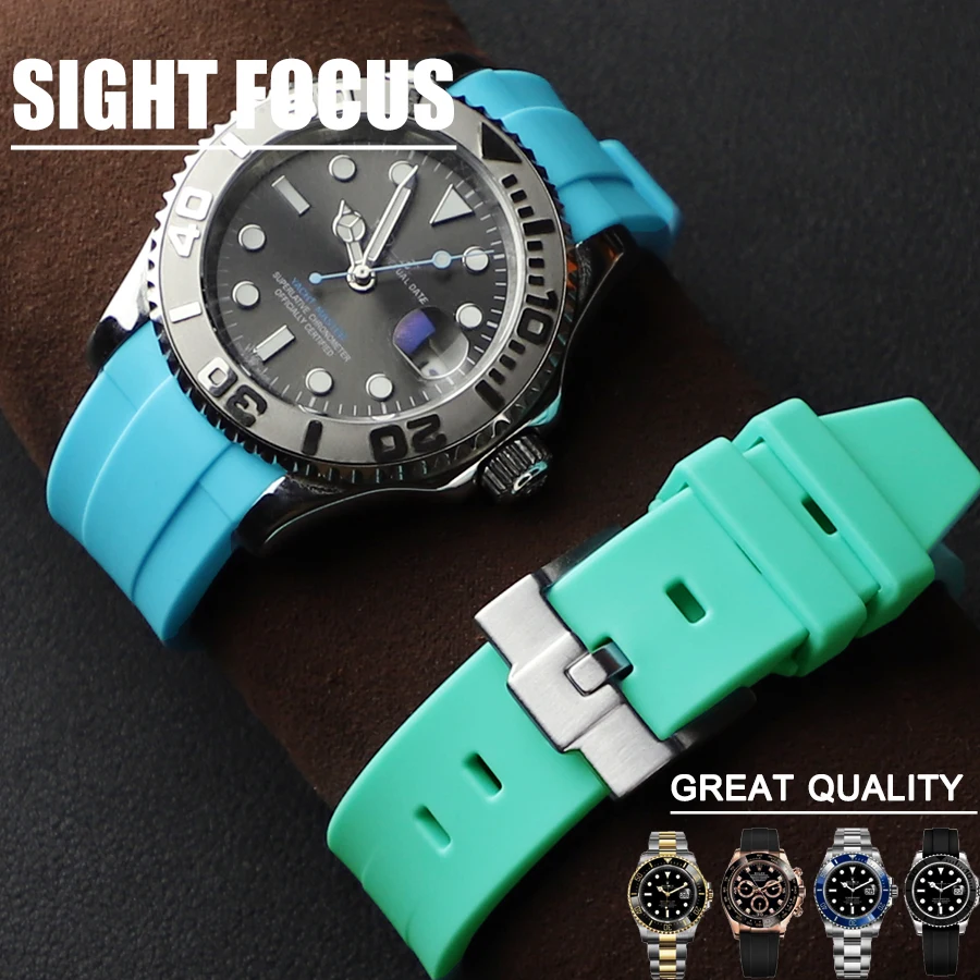 Cinturino Per Orologio Con Estremità Curva Da 20Mm Per Rolex Yacht Master Oyster Perpetual Submariner Daytona Gmt Datejust Day Date Explore Watch Band
