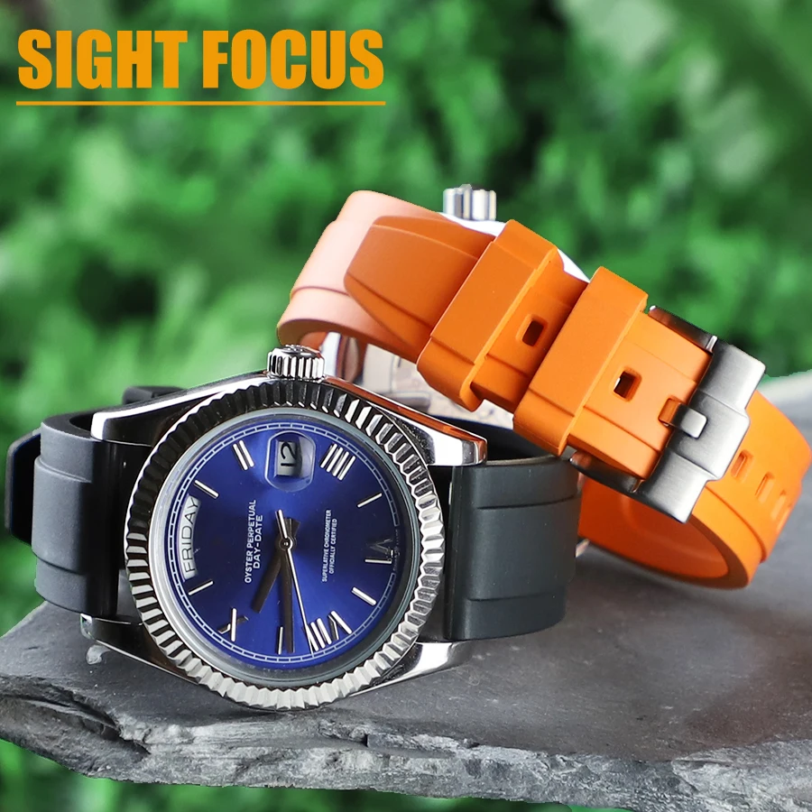 19Mm 20Mm 21Mm 22Mm Fkm Cinturino In Gomma Per Rolex Daydate Datejust Cinturino Per Orologio Oyster Braccialetti Subacquei In Gomma Fluorurata Perpetu