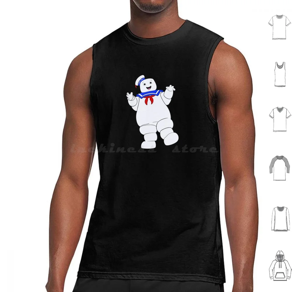 Stay Puft Marshmallow Man Canotte Gilet Senza Maniche Ghost Ghostbusters Marshmallow Food Cartoon Movie Slimer Sailer Logo Divertente