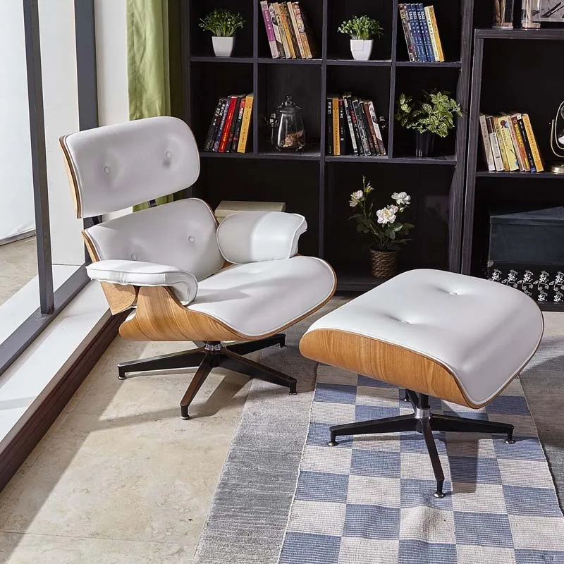 Divano Singolo, Sedia Pigra, Replica In Pelle, Balcone Per La Casa In Legno Massello Di Fascia Alta, Poltrona Casual Di Design Eames