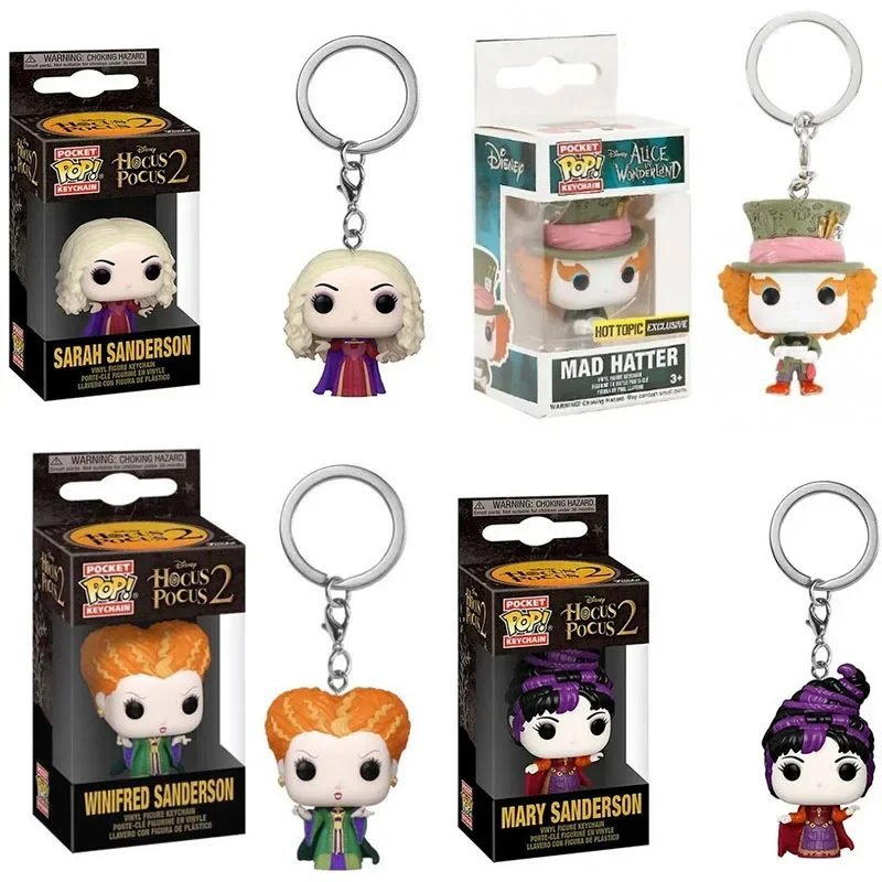 Funko Pop Pocket Keychain Hocus Mary Sanderson Pocus Winifred Sarah Sanderson Mad Hatter Model Toys For Children Regalo Di Natale