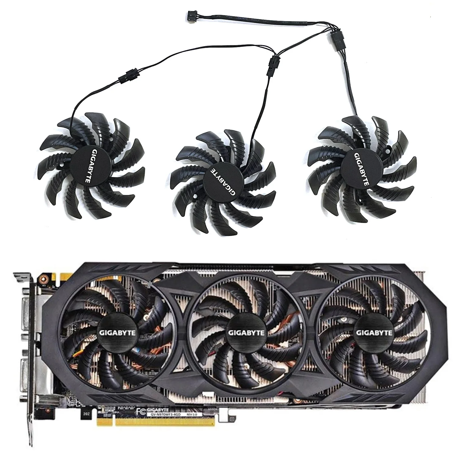 Ventola Muslimex 75Mm 3Pin Gtx 970 Gpu Per Scheda Grafica Gigabyte Gtx 970 Windforce G1 R9-280X Gv-R928Xwf3-3Gd Gv-R928Xoc