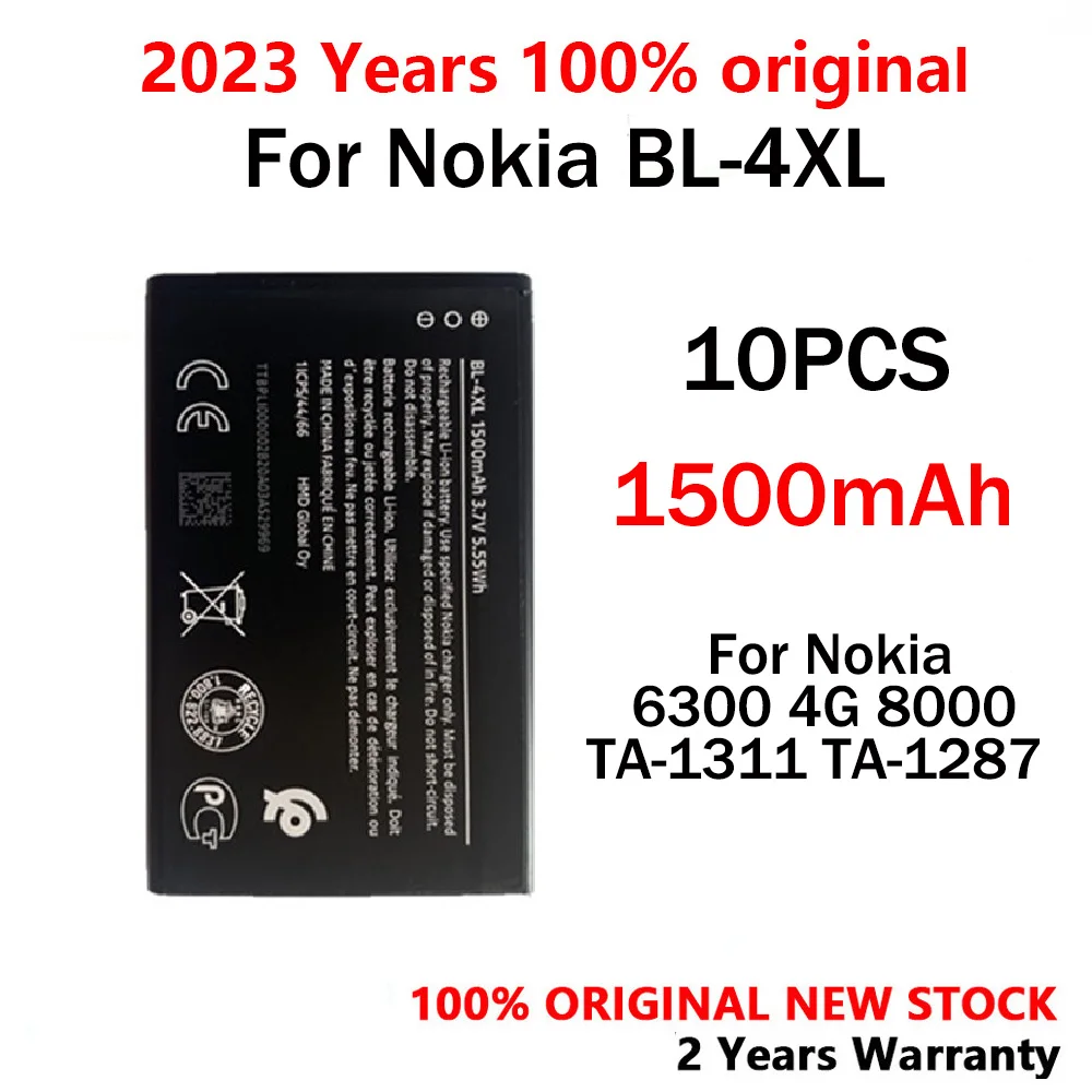 Batteria Di Alta Qualità Per Nokia, 1500Mah, Bl-4Xl, Bl4Xl, Bl 4Xl, 6300, 4G 8000, Ta-1311, Ta-1287, 10 Pezzi