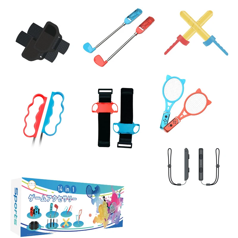 14 In1 Switch Accessori Sportivi Bundle Per Nintendo Switch Oled Sport Game Joycon Con Cinghie Controller Racchetta Da Ballo Da Polso