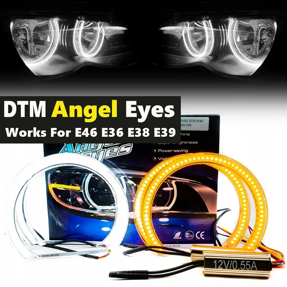 4Pcs Dtm Led Angel Eyes Per Bmw E46/E39/E36/E38 Faro Alogeno Allo Xeno Crystal Switchback Halo Lights Accessori Tuning Fai Da Te