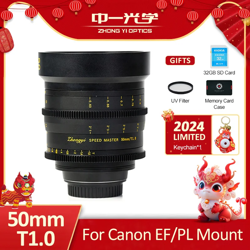 Zhongyi Mitakon 50Mm T1.0 Obiettivo Cine Ad Ampia Apertura Per Canon Ef Pl Arri Aja Cion Red Sony Cinealta Movie Camera Canon 5 Dm5 6D
