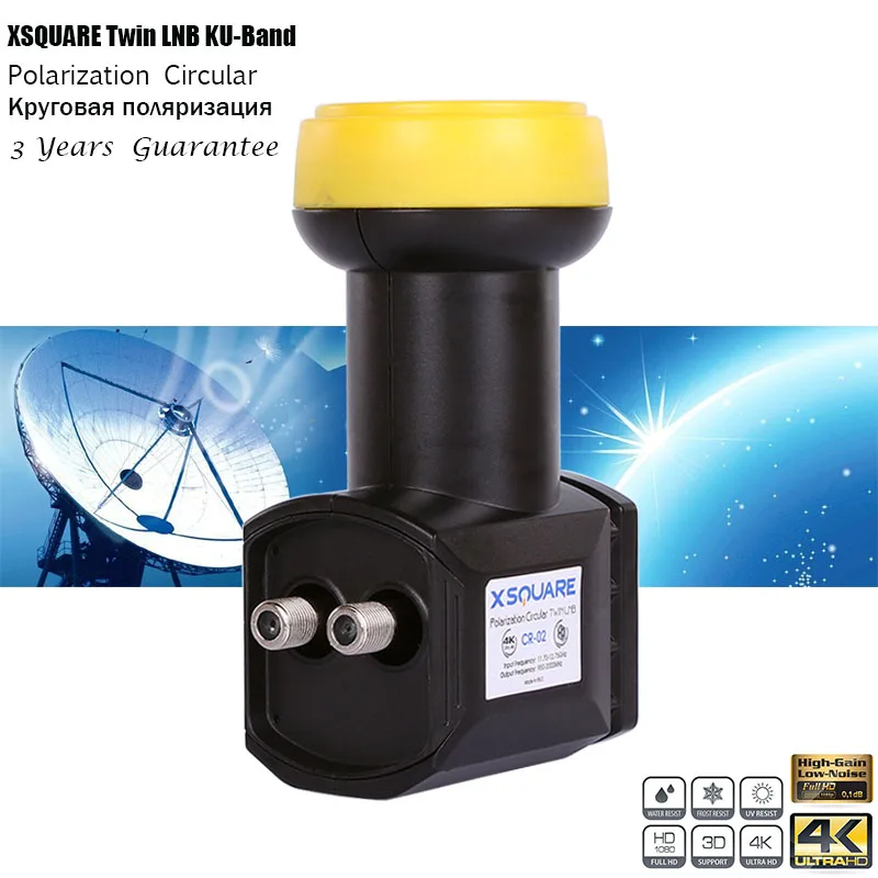 Xsquare Circolare Lnb Per Ricevitore Satellitare Tv Tricolore Ultra Hd 4K Banda Ku Lnbf 3 Anni Di Garanzia Twin Lnb