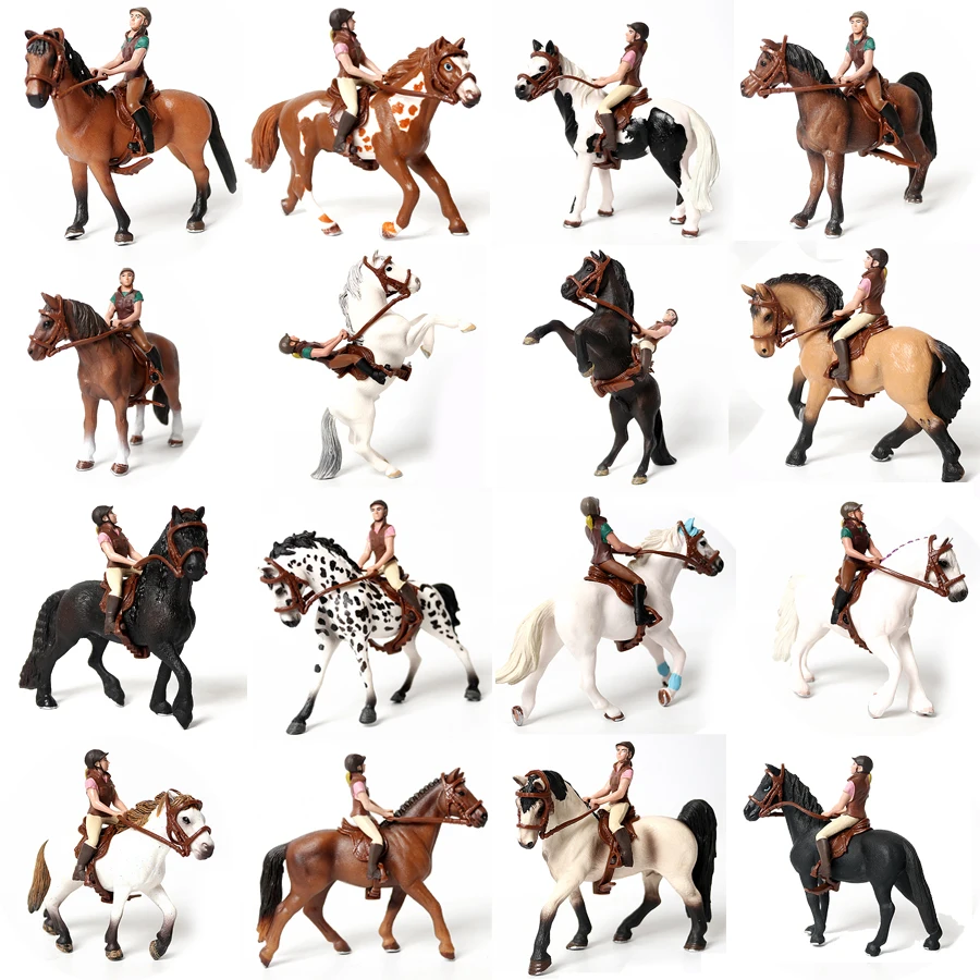Simulazione Riding Girl And Horse Rider Farm Animal Horse Sadle Model Figures Educational Figurine Decoration Regalo Di Natale