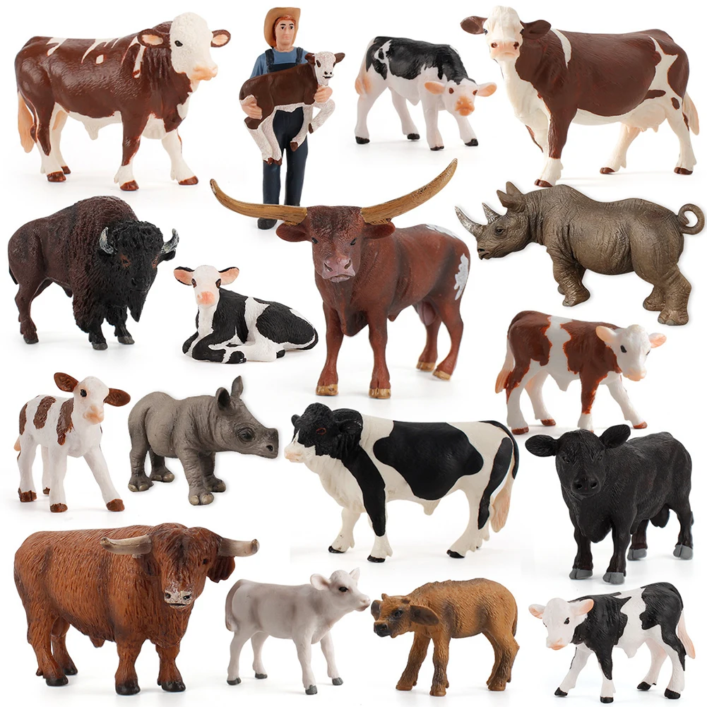 Zoo Farm Fun Toys Model For Children Kids Baby Cow Action Figure Simulated Animal Figurine Plastic Models Educational Toys Gifts