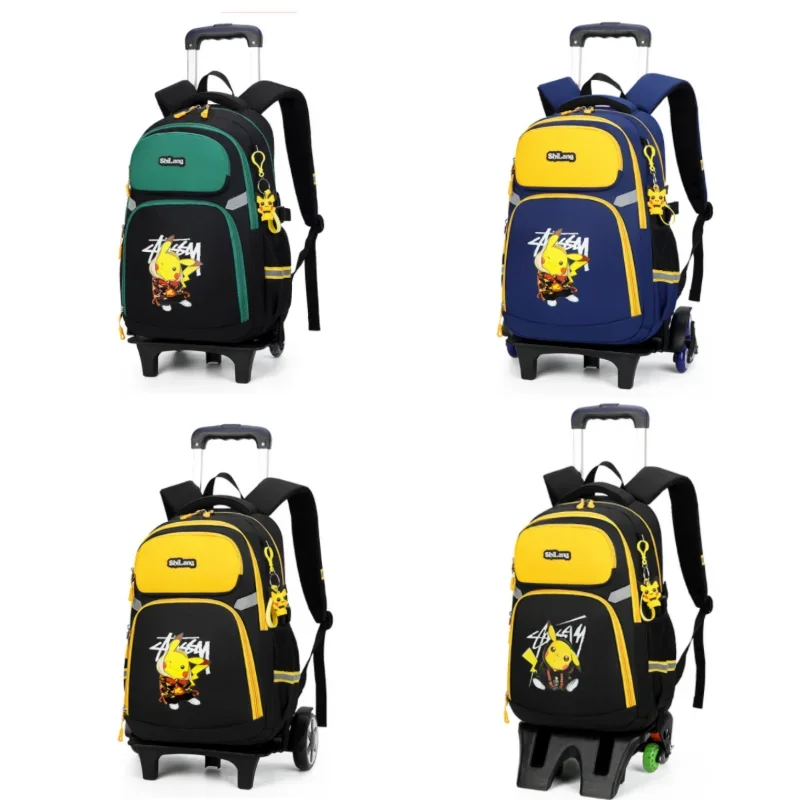 Grande Capacità Anime Cartoon Trolley School Bag Pokemon Stair Climbing School Bag Zaino Da Viaggio Borsa Per Pc Regali Di Festa
