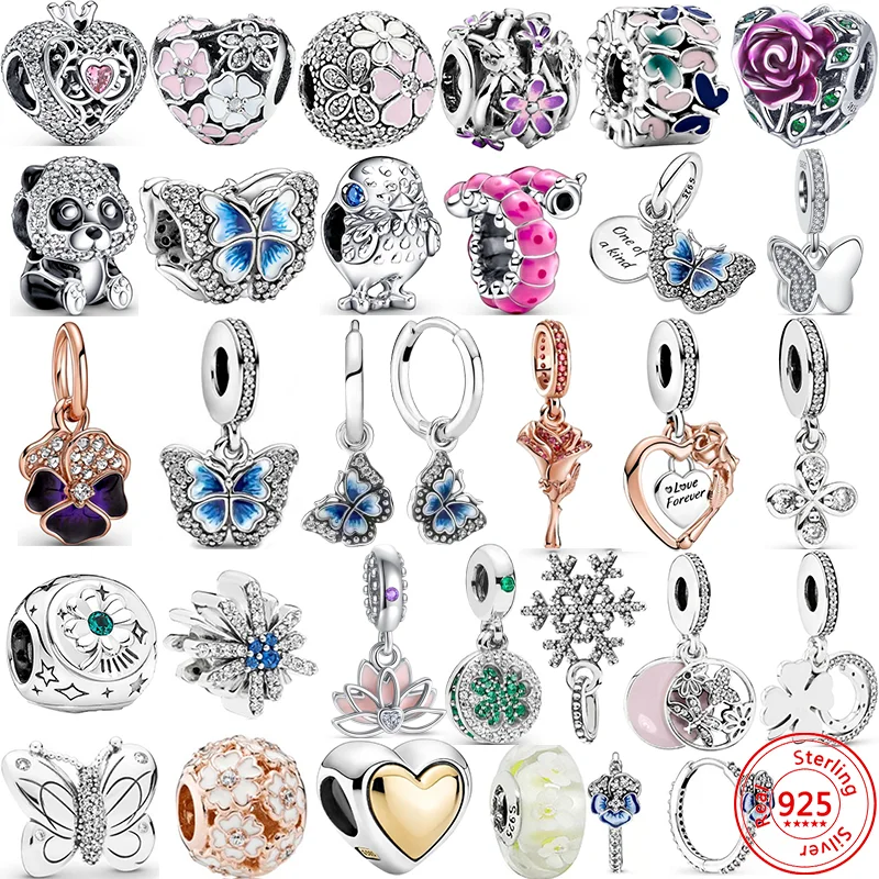 New Butterfly Caterpillar Snowflake Clover Chick Panda Regal Crown Beads Fit Original Pandora Charms Bracciale 925 Gioielli In Argento