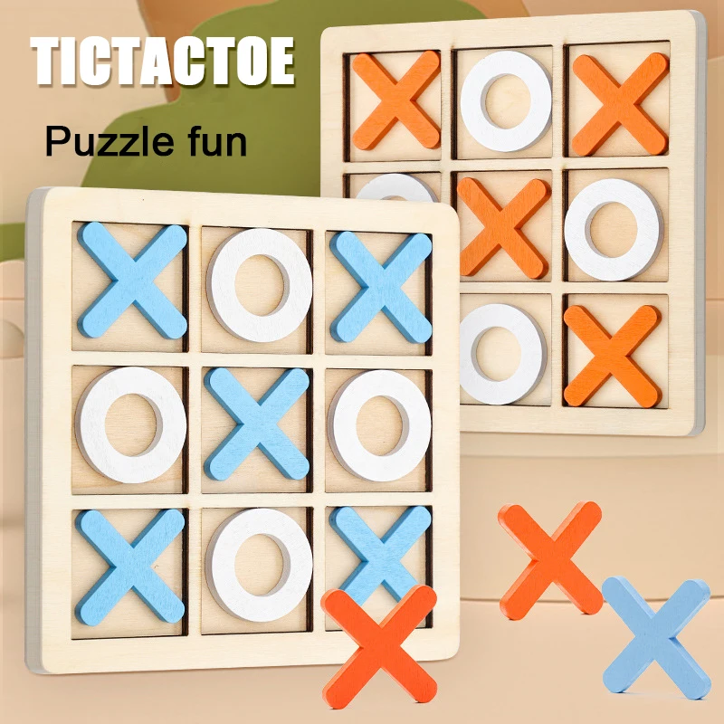Legno X-O Tic-Tac-Toe Cross Chess Genitore Bambino Interattivo Leisure Battle Board Game Two Person Battle Entertainment Puzzle Toy