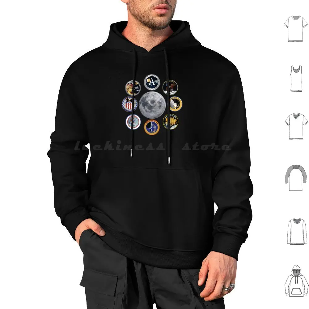 Apollo Moon Landing Pations T-Shirt Felpa Con Cappuccio In Cotone Manica Lunga Apollo Moon Landing Space Compleanno Marito Moglie Spazio