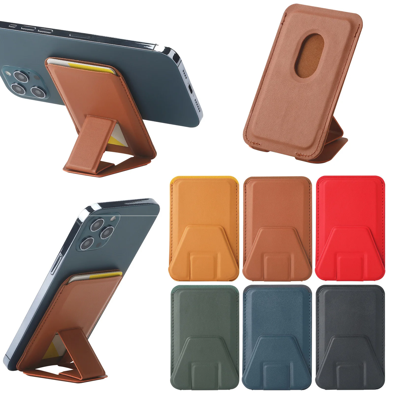 Portafoglio Card Solt Bag Per Iphone 15 14 Plus 12 13 Pro Max Magsafe Porta Carte Magnetiche Premium Leather Iphone15 Coque Stand Case