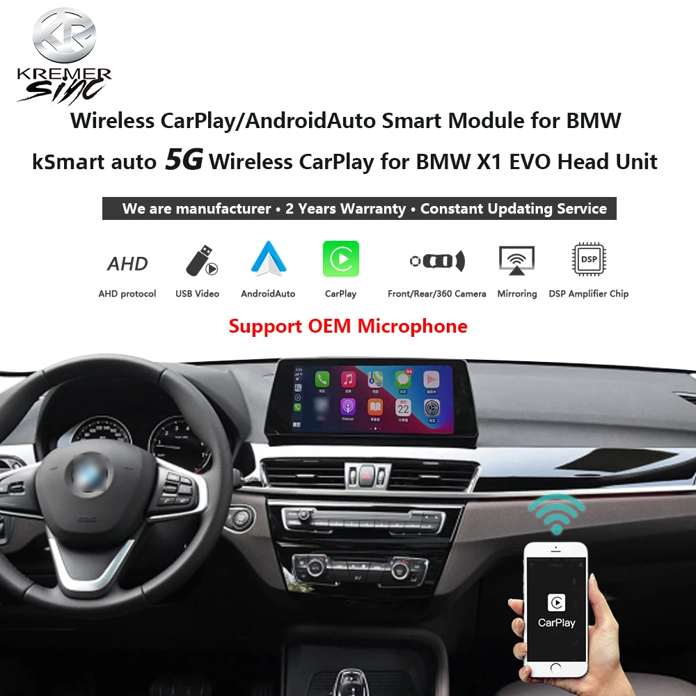 Mirror 5G Wireless Apple Carplay Androidauto Retrofit Per Bmw X1 Evo Head Unit Dopo Il 2016