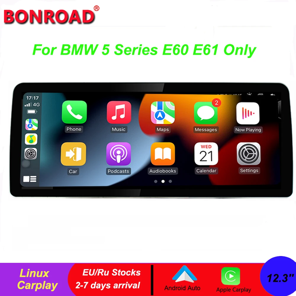 Bonroad12.3 ''Linux Wireless Apple Carplay Android Auto Per Bmw Serie 5 E60/E61 Solo Ccc/Cic Autoradio Navigazione Gps