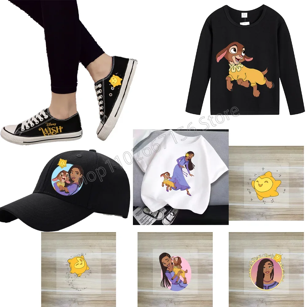 Disney Wish Movies Iron Patch Stickers Cartoon Anime Figures Asha Vestiti T-Shirt Scarpe Cappelli Decorazione Fai Da Te Applique Ricamo