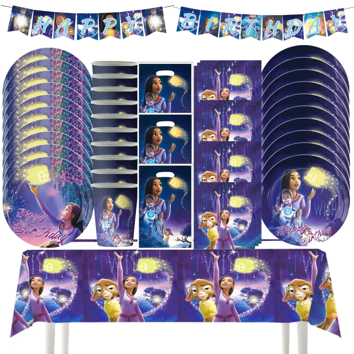 Disney Wish Birthday Party Decoration Stoviglie Usa E Getta Per 10Pepole Plate Cup Plate Fondale Baby Shower Girl Party Supplies