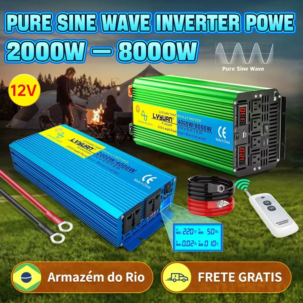 Dc 12V Inverter Onda Sinusoidale Pura 2000W-8000W Inversor Telecomando Led Converter Power Transformador Inversor Senoidal Pura