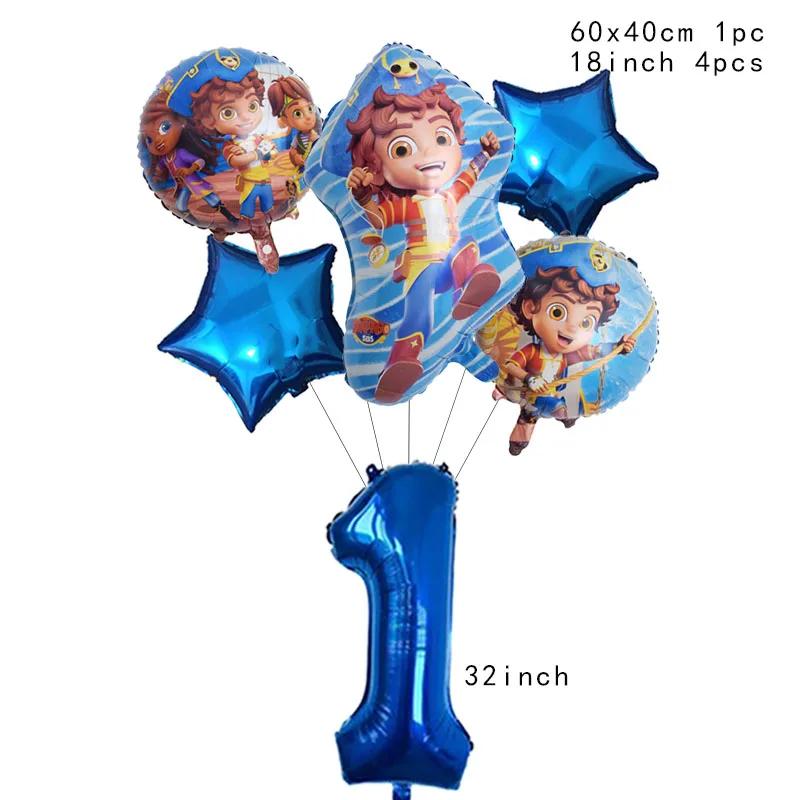 Santiago Boy Foil Balloon Seas Game Birthday Party Decor Forniture Blue Number Ballon Set Baby Shower Kid Toy Globos Girl Gift