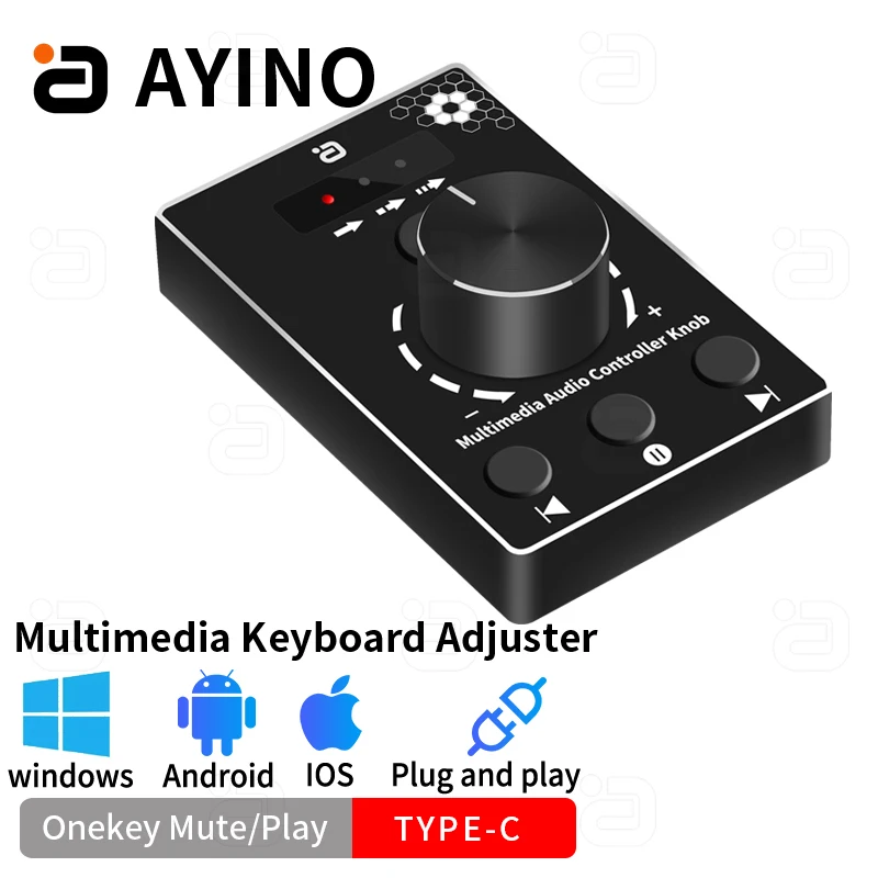 Mini Tastiera Multimediale Type-C Manopola Usb Onekey Mute/Play Controller Del Volume Silenzioso Per Tv, Pc E Telefoni Windows Mac Android Ios