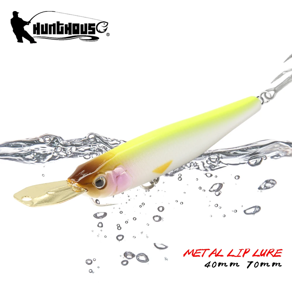 Hunthouse Fishing Minnow Pencil Lure Riser Bait 40Mm/5.6G Sinking Silent Metal Lip Hard Jerkbait Wobbler Per Bass D'Acqua Dolce
