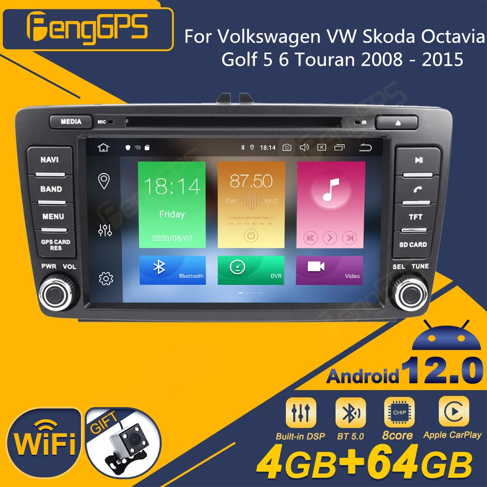 Per Volkswagen Vw Skoda Octavia Golf 5 6 Touran 2008 - 2015 Autoradio Android 2Din Ricevitore Stereo Autoradio Lettore Multimediale