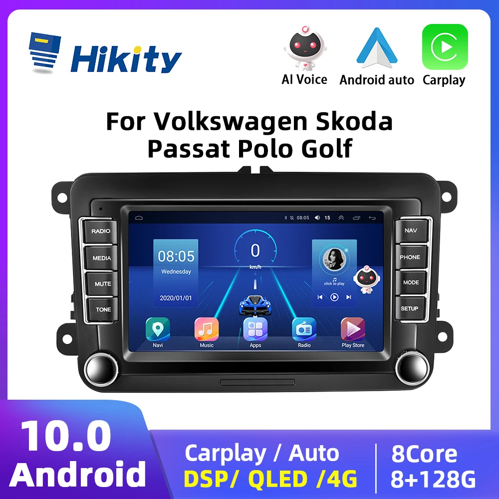 Hikity 2 Din Android Autoradio Gps Autoradio Autoradio Per Vw / Volkswagen Skoda Octavia Golf 5 6 Touran Passat B6 Polo Jetta