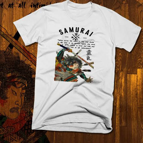 Samurai T-Shirt Japanese Bushido Code Kill Bill Hattori Hanzo Katana Ronin, Nuove Maniche Lunghe O Corte