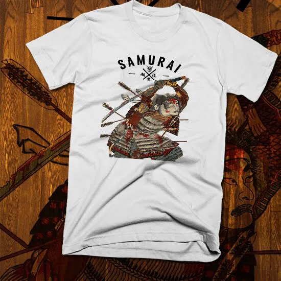 Samurai T-Shirt Japanese Bushido Code Kill Bill Hattori Hanzo Katana Ronin Tee Maniche Lunghe O Corte