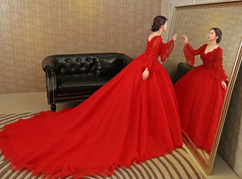 100% Reale Vintage Trailing Red Queen Ball Gown Cosplay Medievale Dress Principessa Abito Rinascimentale Queen Victoria Dress/Belle Sfera