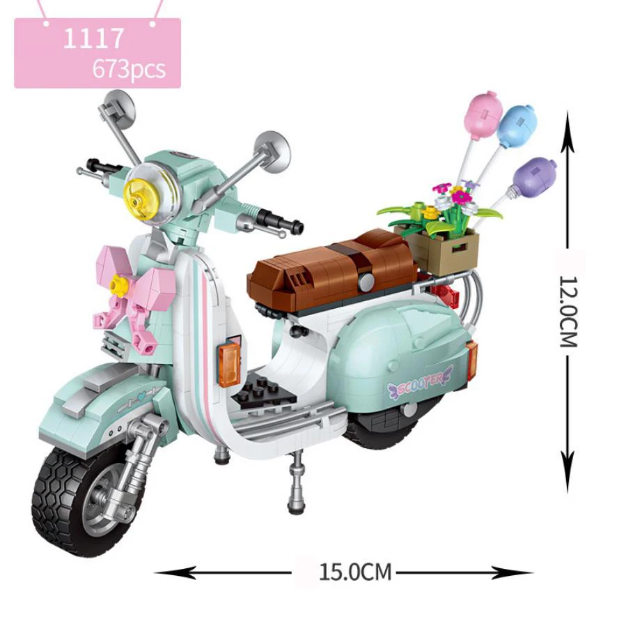 Creative City Vehicle Vespas Mini Block Moto Assemblare Mattoni Da Costruzione Motor Scooter Model Toys For Gifts Collection