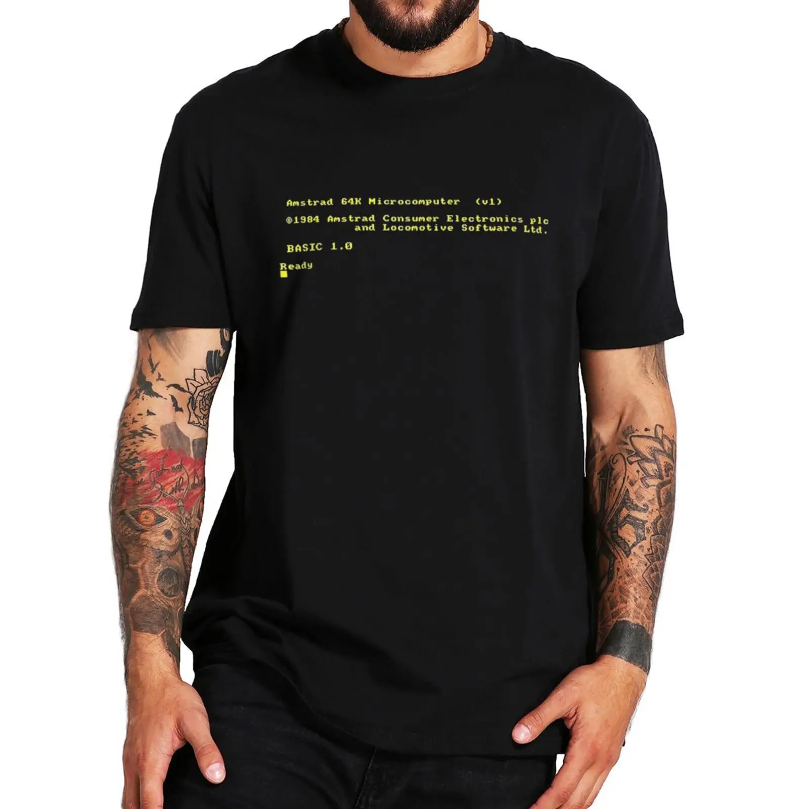 Cpc 464 Launch Screen T Shirt Amstrad Cpc 464 6128 Retro 8 Bit Computer Geek Style T-Shirt 100% Cotone Tshirt Da Uomo