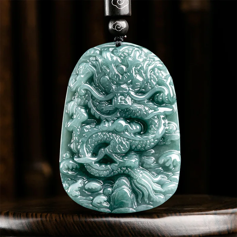 Giadeite Naturale Blue Water Bully Dragon King Dragon Teng Four Sea Sign Zodiac Ciondolo Ice Jade Per Uomo Donna Gioielli Drop Ship