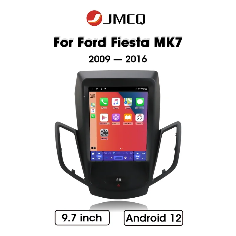 Jmcq Android 12 2Din Autoradio Per Ford Fiesta Mk7 2009 - 2017 Lettore Multimediale Navigazione Carplay Stereo Head Unit 9.7 "Auto
