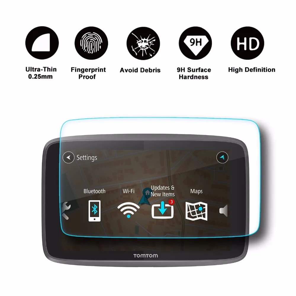 Ruiya Pellicola Salvaschermo Per Tomtom Go 620 6200 6250 Display Di Navigazione Gps Da 6 Pollici Pellicola Protettiva Per Schermo In Vetro Temperato 9
