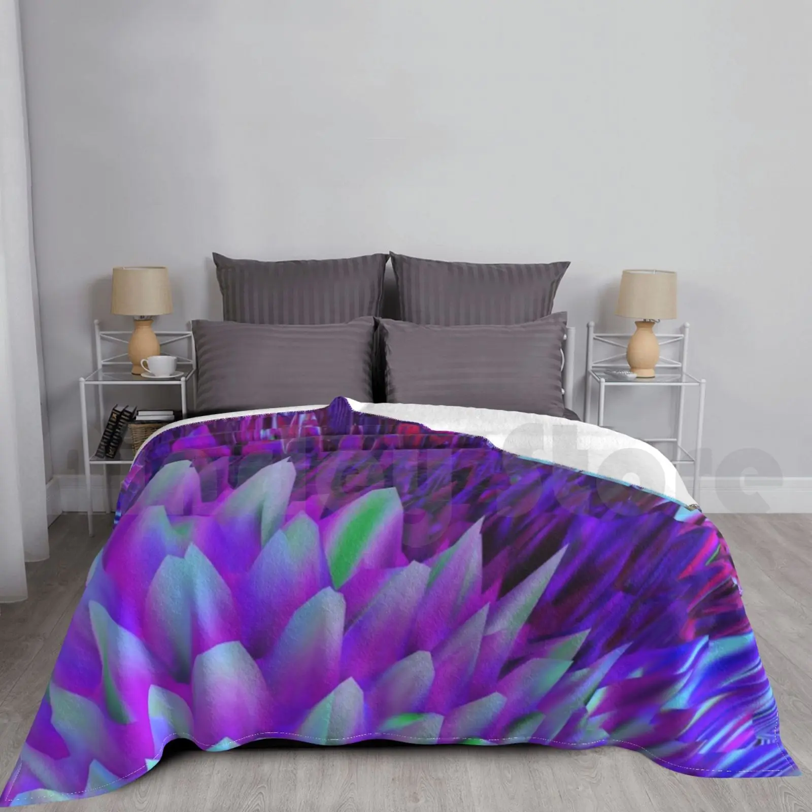 Bloom Coperta Fashion Custom Eliza Pall Eliza Pall Art Sperimentale Glitch Strano Viola 3D Abstract Avant Garde