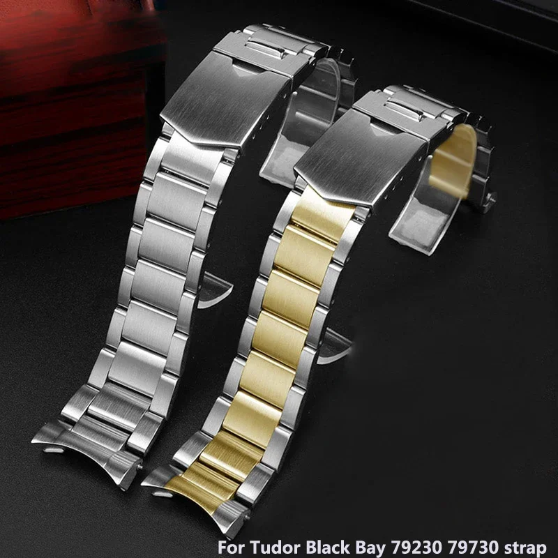 Cinturino In Acciaio Inossidabile Solido Da 22Mm Per Tudor Black Bay 79230 79730 Heritage Chrono Watch Strap Bracciale Da Polso Senza Rivetto