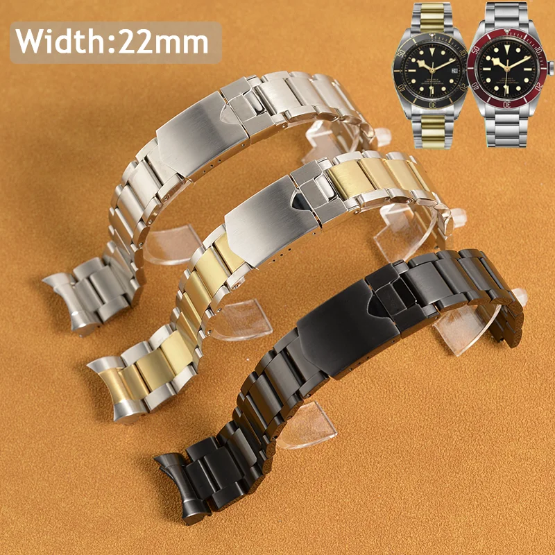 Cinturino In Acciaio Inossidabile Solido Da 22Mm Per Tudor Black Bay 79230 79730 Heritage Chrono Watch Strap Bracciale Da Polso Senza Rivetto