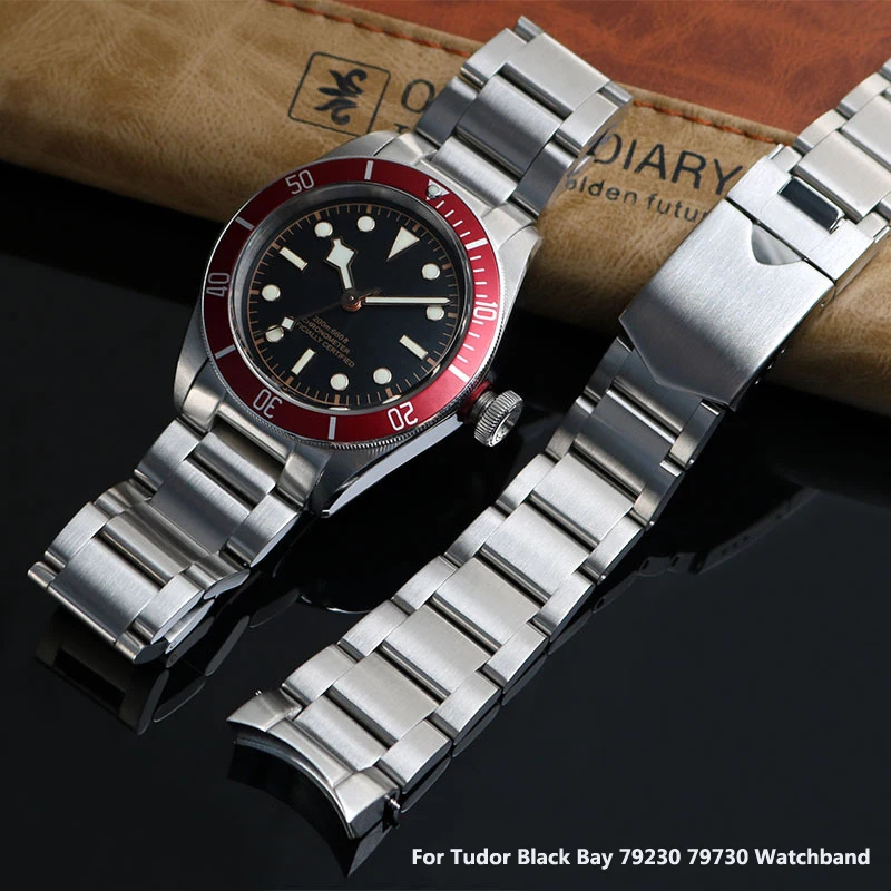 Cinturino In Acciaio Inossidabile Solido Da 22Mm Per Tudor Black Bay 79230 79730 Heritage Chrono Watch Strap Bracciale Da Polso Logo On No Rivet
